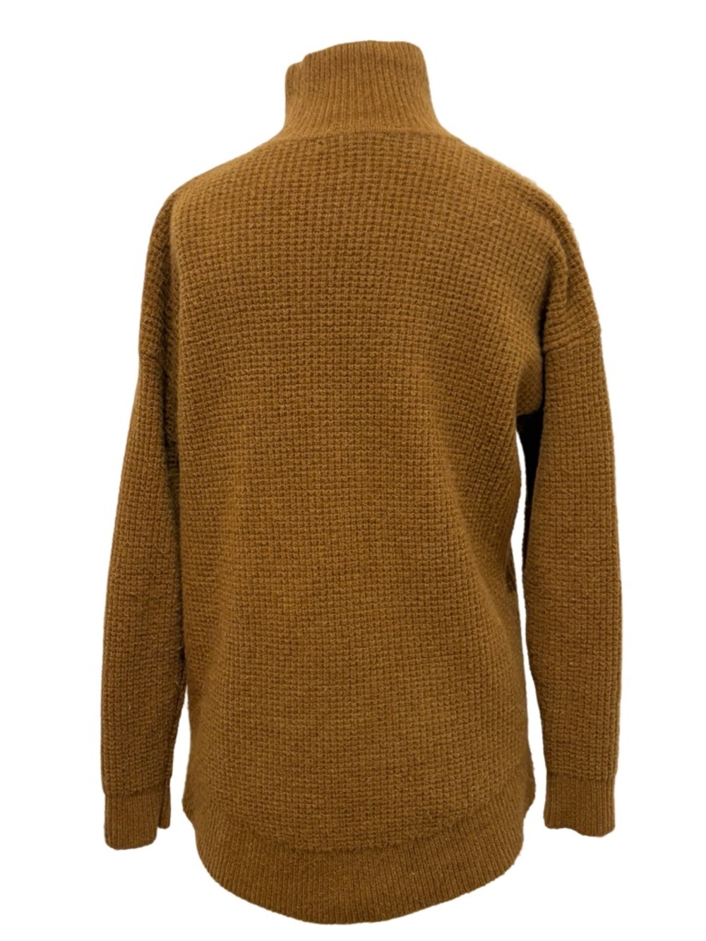 Madewell Waffle Knit Turtleneck Sweater Merino Alpaca Brown High Low SMALL - Picture 4 of 7